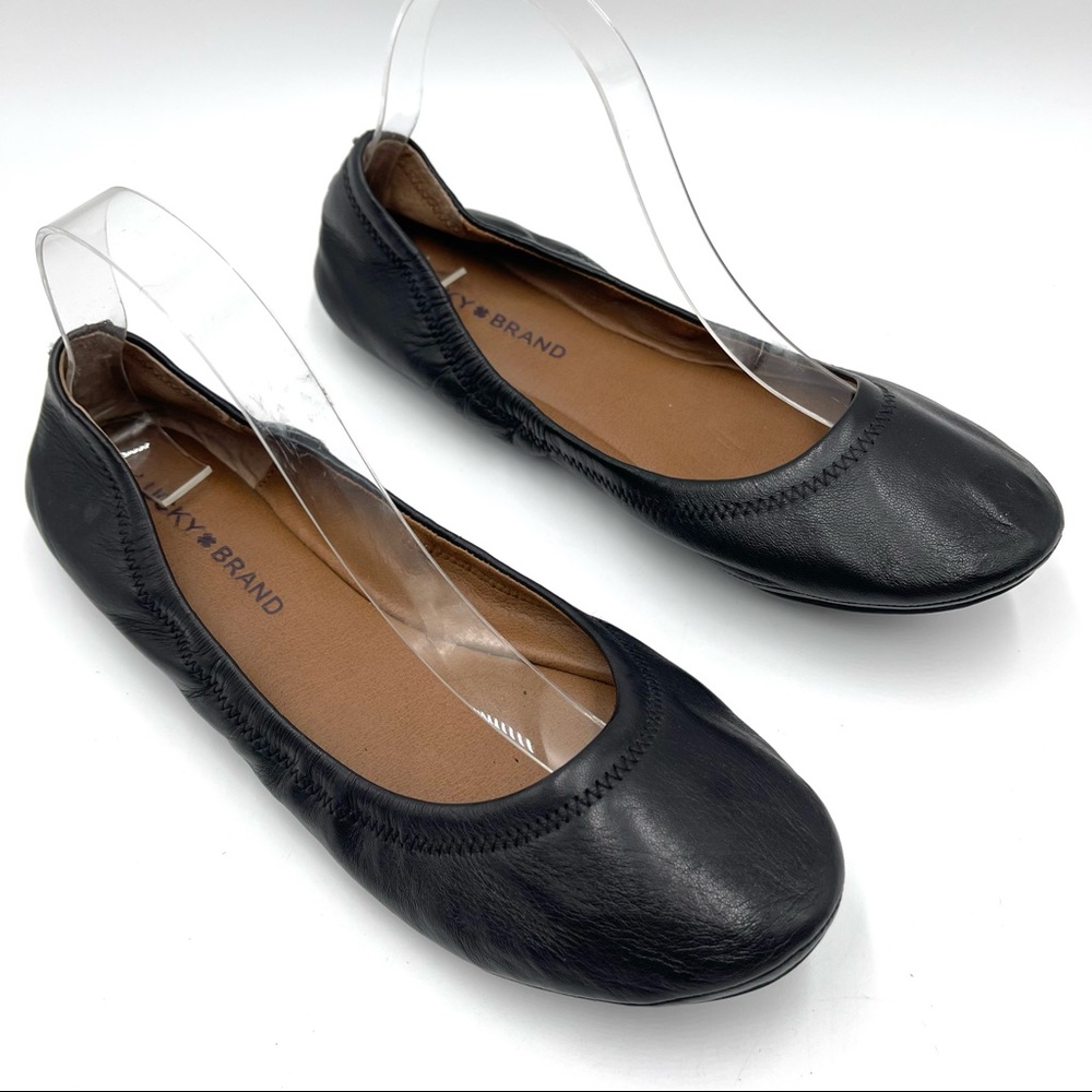 Lucky Brand Emmie Black leather flats size 9.5